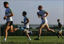  ??  ?? Members of the Moorefield club in Newbridge, Co. Kildare, easing back to normality on their return to training on Wednesday.