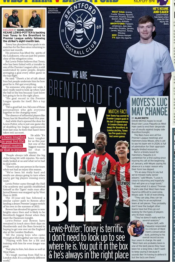  ?? Pictures BY JONATHAN BUCKMASTER ?? HE’S KEANE AND EAGER Lewis-Potter has been a key man for the injury-hit Bees