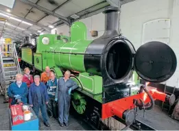  ?? ?? The team that overhauled Lancashire & Yorkshire Railway 0-6-0 No. 957 in Haworth shed on September 8. They are, front, left to right: John Forster, Derek Binner, Philip Shackleton, Mike Curtis; back: Neville Wilkinson, Jeremy Mead.