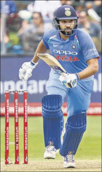  ?? AP ?? Rohit Sharma ended his miserable run in South Africa with a welltimed century off 126 balls with 11 fours and four sixes. India won the fifth ODI by 73 runs to take a 41 lead in the sixmatch series.