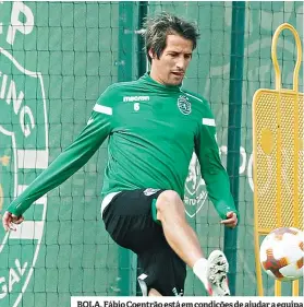  ??  ?? BOLA. Fábio Coentrão está em condições de ajudar a equipa