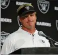  ?? BEN MARGOT — ASSOCIATED PRESS ?? Raiders head coach Jon Gruden answers questions during a news conference after the team’s 33-13 loss to the Rams in Oakland, Calif., on Monday night.