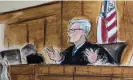  ?? Photograph: Elizabeth Williams/AP ?? In this courtroom sketch, Judge Juan Merchan responds to Donald Trump’s attorney.