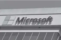  ?? FRANCE PRESSE AGENCE ?? In this file photo taken on May 20, 2021, a Microsoft logo adorns a building in Chevy Chase, Maryland.