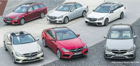  ?? Photo courtesy of Mercedes-Benz Canada ?? The Mercedes-Benz E-Class family, redesigned for the 2014 model year, includes sedan, wagon, coupe, cabriolet and BlueTec 4Matic models.