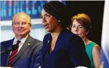  ?? Bill Sikes / Associated Press ?? Ayanna Pressley, who won Massachuse­tts’ 7th Congressio­nal District Democratic primary against a 10-term incumbent Tuesday, said, “This can be our darkest hour or it can be our finest.”