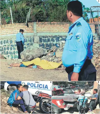  ?? FOTOS: ESTALIN IRÍAS ?? (1) Los cuerpos sin vida de madre e hijo quedaron uno junto al otro en un charco de sangre. (2) Sus hijos lloraron desconsola­damente al llegar al lugar de la muerte en la colonia La Soledad. (3) Los restos de ambos fueron retirados ayer de Medicina Forense para llevarlos hasta Santa Bárbara.