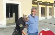  ?? COURTESY OF LATINOS UNITED FOR A NEWAMERICA ?? Salvador “Chava” Bustamante, executive director of Latinos United for a New America, is arrested outside an East San JoseTarget on Sept. 12, while trying to register voters in front of the store.