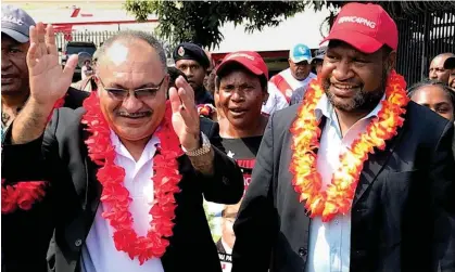  ?? Photograph: Christophe­r Hawkins/AFP/Getty Images ?? The two leading candidates to be Papua New Guinea’s next prime minister are former PM Peter O’Neill and incumbent James Marape.