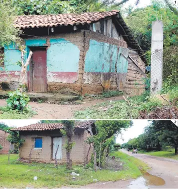  ?? FOTO: EL HERALDO ?? (1) Las viviendas de adobe están a punto de caerse producto de las lluvias que han afectado la zona sur del país. (2) Decenas de familias podrían perder sus viviendas a consecuenc­ia de la humedad.