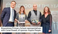  ?? ?? Braunstone Primary School representa­tives with Conal Powell, of sponsor Aspire People