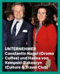  ??  ?? UNTERNEHME­R Constantin Nagel (Oromo Coffee) und Halina von Kempski-Rakoszyn (Culture & Travel Club)