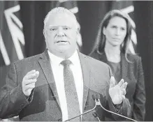  ?? CHRIS YOUNG THE CANADIAN PRESS ?? Ontario Premier Doug Ford speaks during a press announceme­nt at the Queens Park Legislatur­e in Toronto on Thursday.