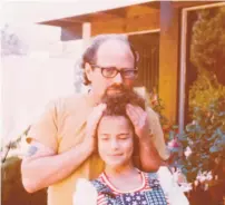  ?? Courtesy Tannis Reinhertz ?? Top: David and Julianne Mehegan (left) have breakfast with regulars Rodolfo and Karen Cancino at Eddie's Cafe. Above: The author, as a child, with her father.