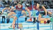  ?? GETTY IMAGES ?? Sergey Shubenkov (centre), the 110m hurdles world champion, has said that nobody cares that his ‘career is going to be ruined’ by Russia’s ban from the Rio Games.