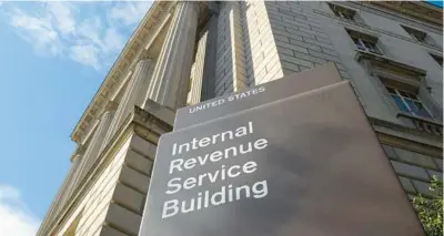  ?? SUSAN WALSH/AP FILE ?? The exterior of the Internal Revenue Service (IRS) building is seen in Washington.