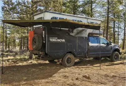  ??  ?? Below: The Terranova boasts several exterior storage areas, allowing for a variety of gear to be stowed
safely.