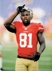  ?? Nick Wass / Associated Press ?? Before the 49ers’ exhibition game in Baltimore on Thursday, Anquan Boldin paid tribute to Ravens fans via Twitter.