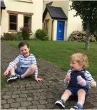  ??  ?? Oscar and Rowan McCann outside the lodge at Fota Island Resort