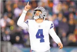  ?? MITCHELL LEFF GETTY IMAGES ?? Cowboys quarterbac­k Dak Prescott says pressure is a good thing, and he’ll be feeling it when one of the league’s greatest rivalries is renewed in the playoffs.