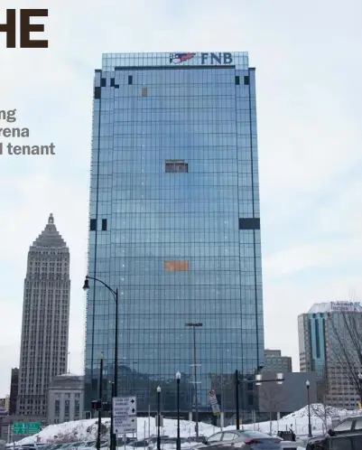  ?? Sebastian Foltz/Post-Gazette ?? The new FNB Financial Center in the lower Hill District on Jan. 20. In addition to FNB, GH Advertisin­g said Tuesday it will move into the 26-story office tower being built at the former Civic Arena site before the end of the year. It will take nearly 5,500 square feet of space in the building.