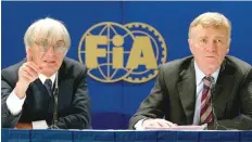  ??  ?? Formula 1 boss Bernie Ecclestone (left) and FIA President.