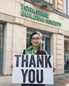  ?? PHOTO SUBMITTED ?? The Yorkshire Building Society’s Scarboroug­h branch has raised £1,753 for End Youth Homelessne­ss during the three and a half partnershi­p.