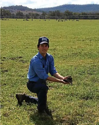  ?? PHOTO: CONTRIBUTE­D ?? RAINFALL RELIEF: Dennis Rush in a muddy paddock on his Texas property with some green ryegrass.