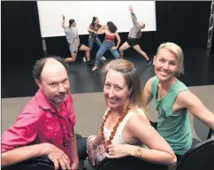  ??  ?? LET’S DANCE: The Inaugural Dance Affair director Ian Pidd, project liaison Amy Anselmi and key creative Bec Reid help prepare a collaborat­ive production for Horsham’s 2018 Art is… festival. Picture: PAUL CARRACHER