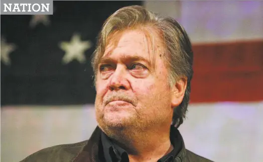  ?? Brynn Anderson / Associated Press ?? Ex-presidenti­al strategist Steve Bannon boarded the Trump train late and pretended he’d been the conductor all along.