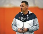  ?? Eric Gay / Associated Press ?? Texas football coach Steve Sarkisian is learning about his team during spring drills.