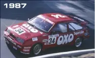  ??  ?? 1987 From a 2.0 litre Nissan Gazelle to a 2.0 litre Ford Sierra... with a turbo. Stewart was part of the Oxo team in ‘87; later he teamed up with Colin Bond.