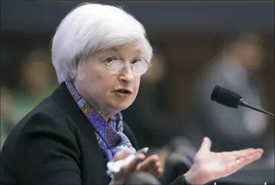  ?? Manuel Balce Ceneta/Associated Press ?? Federal Reserve chair Janet Yellen testifies June 22 on Capitol Hill. The Federal Reserve is optimistic about the nation’s economic outlook in its latest report.