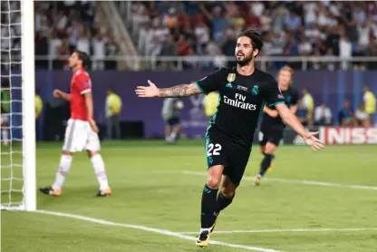  ?? FOTO: LEHTIKUVA/AFP/DIMITAR DILKOFF ?? SPANSK SEGER.
Isco gjorde Real Madrids segermål.