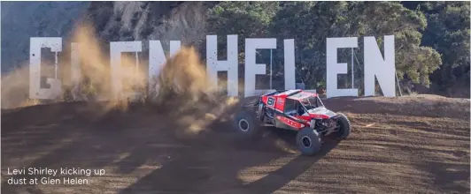  ??  ?? Levi Shirley kicking up dust at Glen Helen.