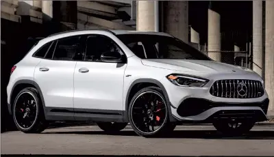  ??  ?? The 2021 Mercedes Benz AMG GLA45 Turbo 4 Matic+ SUV. Photo courtesy of Mercedes Benz Internet Media.