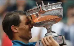  ?? FOTO AP ?? Rafael Nadal wint voor de elfde keer Roland Garros.