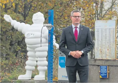  ?? Picture: PA Wire. ?? Cabinet Secretary for Finance and the Constituti­on Derek Mackay during a visit to Michelin’s Dundee tyre factory.