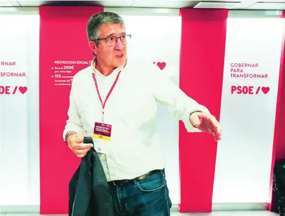  ?? EFE ?? Patxi López, nuevo portavoz del PSOE en el Congreso, ayer, en Ferraz