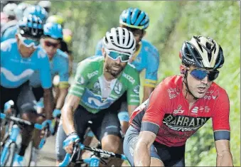  ?? FOTO: EFE ?? Ion Izagirre lidera el grupo de favoritos con Valverde detrás suyo, una circunstan­cia que podría repetirse en Innsbruck