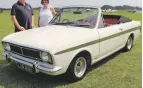  ??  ?? David and Helen Wright drove their 1968 Ford Cortina Lotus Crayford convertibl­e down from County Durham. Previous owners include former TVR boss, Martin Lilley.
