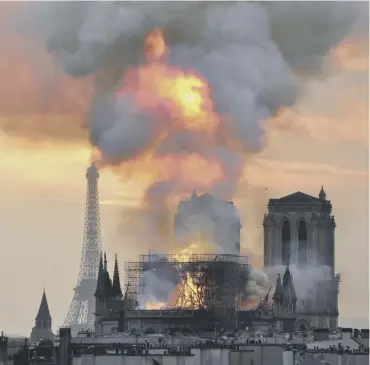  ?? PICTURE: THIERRY MALLET/AP ?? The fire at Notre-dame comes in the wake of two blazes at the GSA