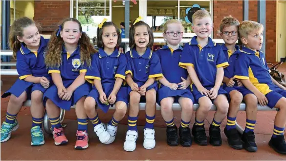 ?? PHOTO: BEV LACEY ?? DOUBLE TROUBLE: Four sets of twins will start at Mater Dei Prep next Monday for the first day of school (from left) Helena and Georgia Saunders, Graziella and Angelica Augusto, Charlotte and Aidan Fitzgibbon­s and Hugo and Max Brownsdon.