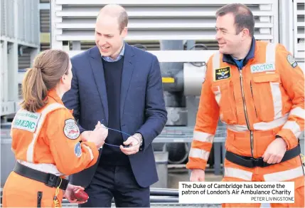  ?? PETER LIVINGSTON­E ?? The Duke of Cambridge has become the patron of London’s Air Ambulance Charity