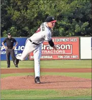  ?? / Blake Silvers ?? Rome Braves pitcher Walter Borkovich got the start versus the Lexington Legends in game two of the South Atlantic League Southern Division Series Friday night at State Mutual Stadium.