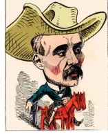  ??  ?? Cow-boy. Caricature de Clemenceau par Moloch (1882) et revisitée par « Le Point ».