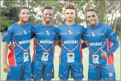  ?? Picture: FABIAN SMITH ?? ON THE BALL: Madibaz players, from left, Bandile Skosana, Siya Hans, Sachin Rautenbach and captain Claudius Sagandira played important roles in helping the team to win the SAB Regional League this season