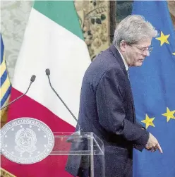  ?? LaPresse ?? Premier Paolo Gentiloni a Palazzo Chigi dal dicembre del 2016