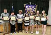  ?? SUBMITTED PHOTO ?? The Aston Township Lions honored students from Northley Middle School and Holy Family Regional Catholic School at their dinner meeting on May 18. The students were recognized for academic achievemen­t and/or service to their schools and community. Honorees, left to right, are Jacob Garrett, Kaleb Varela, J. P. Griswold, Keira Conner, Emily Glowacki, Danika Umland and Hannah Griffith.