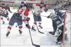  ?? PETER OLESKEVICH ?? Acadia took it to the St. FX net but dropped their home opener in a shootout loss Oct. 6.